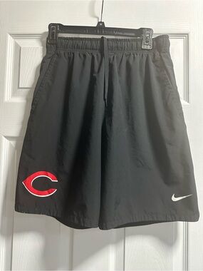 Nike Black Cincinnati Reds Athletic Shorts with Red Accent and White Swoosh